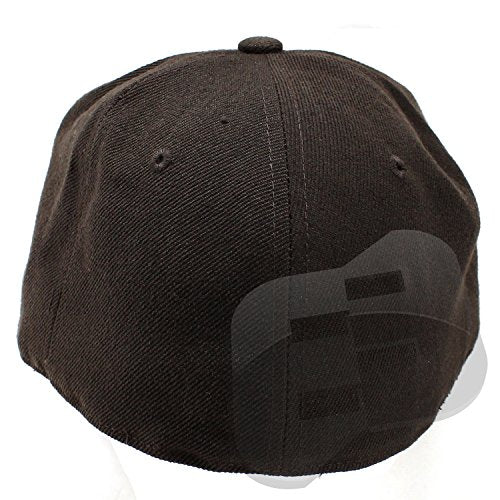 Plain Fitted Flat Bill Hat, (Solid and Neon Colors) - color: Brown, size: 7 5/8