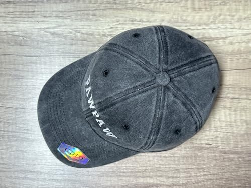 Family Titles Baseball Hat for Grandparents Parents, Relatives Gift - color: Pawpaw (Washed Black)