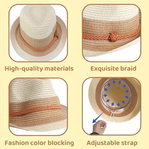 Evankin Derby Hat for Men, Packable Straw Trilby Fedoras, Short Brim Sun Hat for Summer Beach Travel - color: Beige