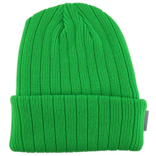 Armycrew 3M Thinsulate Insulation Fleece Lined Long Cuff Ribbed Beanie - color: Neon Green