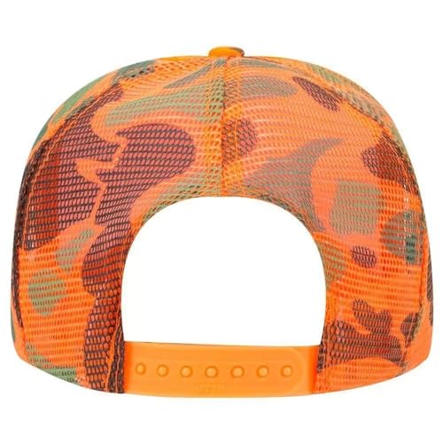 High Crown Foam Mesh Camouflage Tri-Color Oak Leaves Trucker Hat Baseball Cap - color: Neon Orange