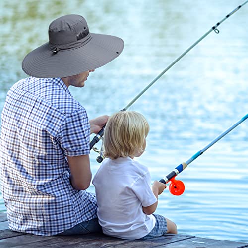 HUAMULAN Men Women 6" Wide Brim Sun Protection Hat Summer Fishing Hats - color: A1-darkgray