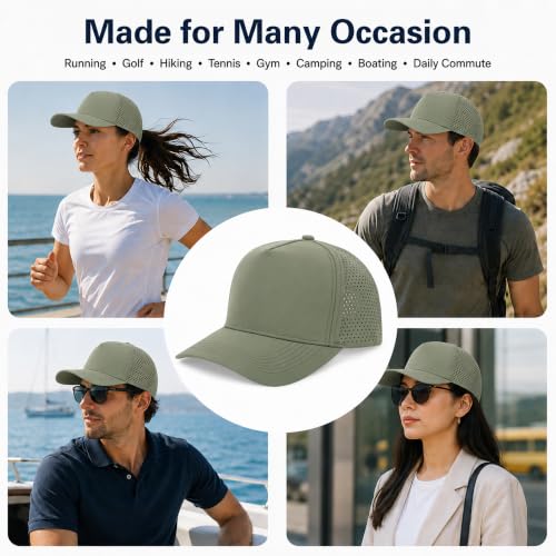 5 Panel Baseball Cap Quick Dry Mesh Snapback Hat for Women Men - color: Black+sagegreen+khaki