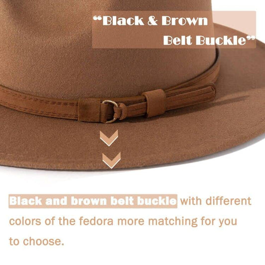 Lisianthus Men & Women Vintage Wide Brim Fedora Hat - color: Khaki, size: Large