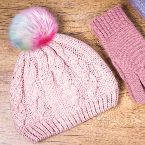 Tatuo 16 Pcs Faux Fur Pom Poms for Hats, Rainbow Color - color: Rainbow Color