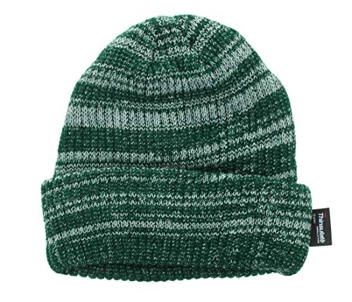 Milani Thinsulate 40 Gram Windchill Insulated Winter Cold Weather Beanie Skull Cap - color: Dark Green/White