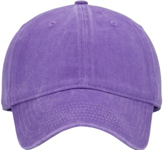 Vintage Washed Cotton Plain Baseball Caps Adjustable Unstructured Blank Casual Dad Ball Hats for Men Women, M/L/XL/XXL - color: Purple, size: Medium-Large