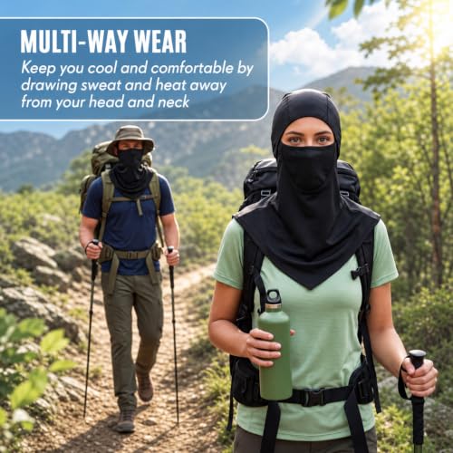 Face Balaclava Neck Cover Cooling Ice Silk Ski Mask - color: Black