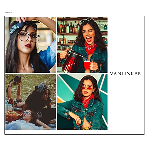 VANLINKER 27.5 Inches Silk Head Scarf for Women Men Vintage Bandanas Satin Hair Scarf Silk Wrap Neck Square Scarves VL9549 - color: Black,caramel,green,oatmeal