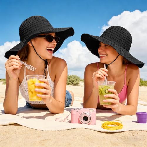 Sun Hat for Men Women UV Protection Wide Brim Fishing Hats Breathable UPF 50+ Boonie Bucket Hats Beach Safari Hiking Garden - color: Black