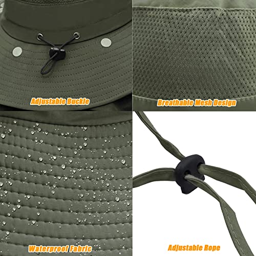 Fishing Hat for Men & Women, Sun Protection Hat with Face Cover & Neck Flap - color: Army Green