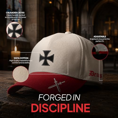SAINT KAIZEN Adjustable Baseball Cap for Men- Faith-Inspired - color: Crusader Cross