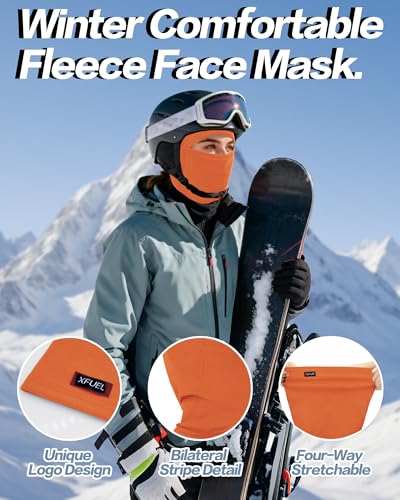 Ski Mask Balaclava for Men Women Windproof Thermal Winter Full Face Mask Cold Weather Skiing Snowboarding Neck Gaiter - color: Orange
