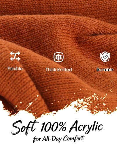 Home Prefer Men's Winter Beanie Hat with Brim Warm Double Knit Cuff Beanie Cap Watch Radar Hat - color: Pumpkin