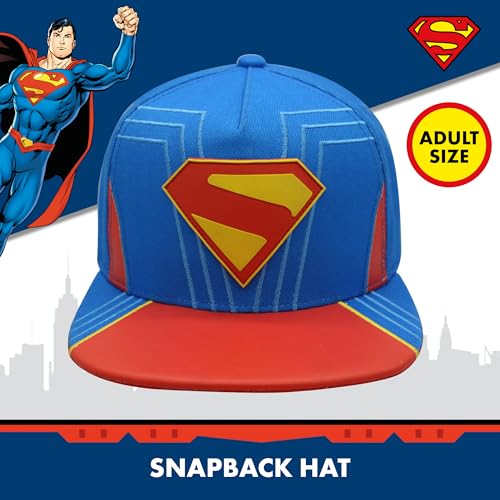 Concept One Unisex Adult DC Comics Superman Baseball Cap, Adult Adjustable Snapback Hat with Flat Brim for Men and Women - color: Blue