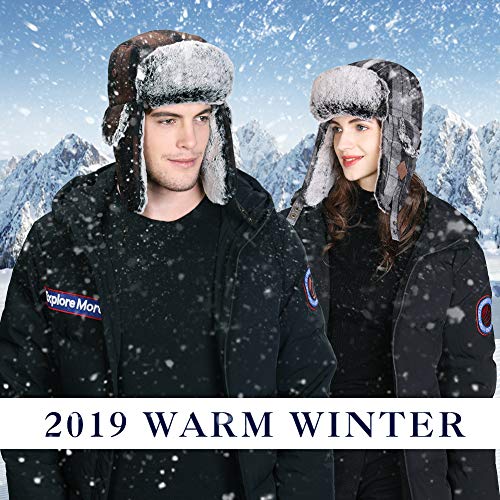 Jeff & Aimy Stylish Plaid Winter Wool Trapper Faux Fur Earflap Hunting Hat Ushanka Russian Cold Weather Thick Lined 55-61CM - color: Grey, size: XX-Large