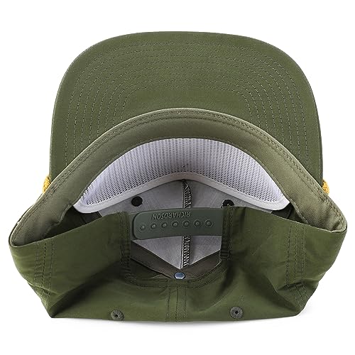 Trendy Apparel Shop UPF 50 Unstructured 5 Panel Flatbill Golf Snapback Cap - color: Loden Green Gold