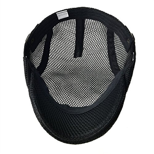 VOBOOM Men Mesh Newsboy Flat Cap Ivy Cabbie Newsboy Cap - color: Black