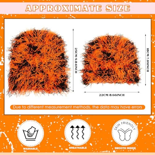 Chuarry Distressed Knitted Beanie Fuzzy Winter Hat - color: Assorted Black Orange