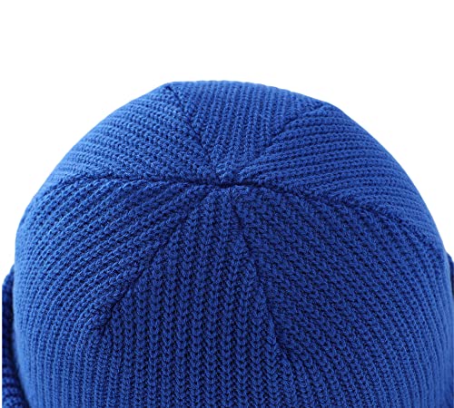 Connectyle 2 Pack Classic Cuffed Beanie Hat for Men & Women Warm Winter Knit Hat Thick Beanies Skull Cap Acrylic Watch Cap - color: Black+royal Blue
