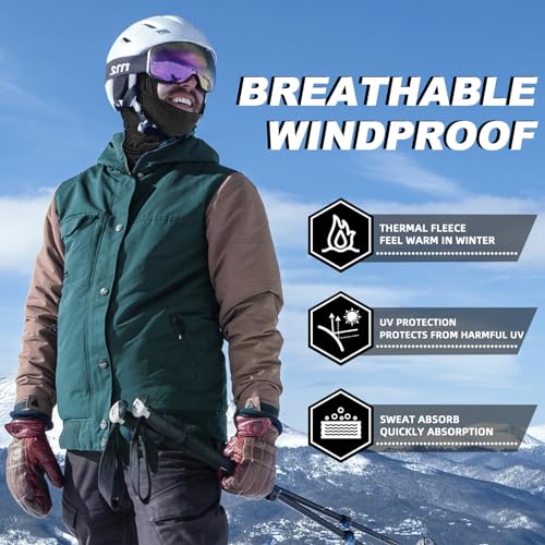 ROCKBROS Windproof Thermal Balaclava Ski Mask for Men and Women Cycling - color: Thick-fleece Black