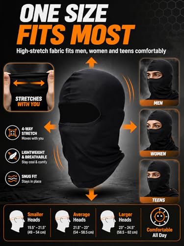 SATINIOR 6 Pcs Ski Balaclava Men Full Face Cover Mask - color: Black