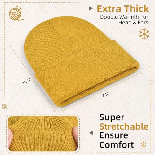 ZOORON Beanie for Men Women Slouchy Winter Beanie Hats Cuffed Skull Caps - color: 1pack-yellow