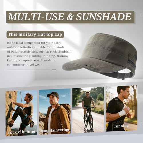 Men's Cotton Cadet Army Cap Adjustable Military Flat Top Baseball Caps Fashion Short Brim Hats Hip Hop Umpire Hat