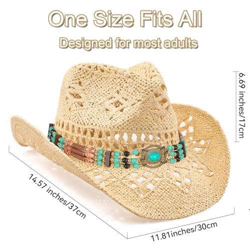 WQWOVRVO Cowboy Hat,Cowgirl Hat,Cowboy Hats for Women/Mens/Straw Wide with Shapeable Brim Western Cowboy Hat for Womens - color: Apricot Color