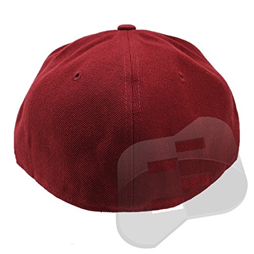 Plain Fitted Flat Bill Hat, (Solid and Neon Colors) - color: Maroon, size: 7 1/8