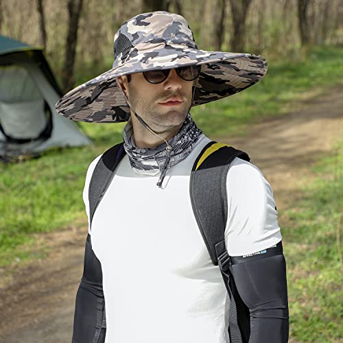 HUAMULAN Men Women 6" Wide Brim Sun Protection Hat Summer Fishing Hats - color: Hn002-micai5