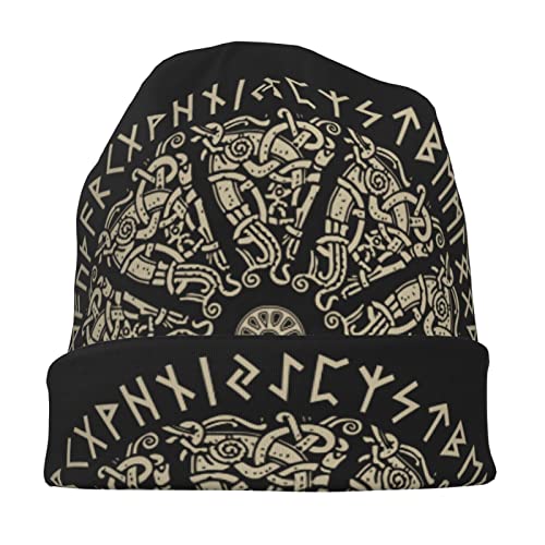 Men Vikings Beanie Caps,Norse Rune Skull Cap Knit Hat Slouchy Cap Autumn Summer Casual Beanies Hat - color: Norse