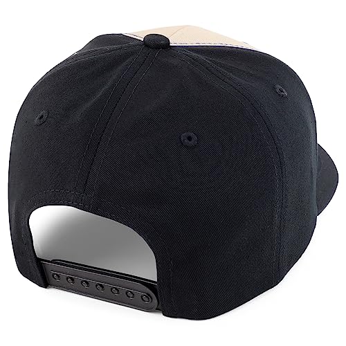 Trendy Apparel Shop Structured High Profile 6 Panel Curved Bill Snapback Baseball Cap - color: Stone Black