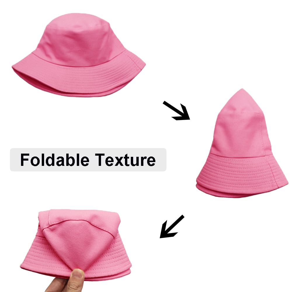 Wheebo Solid Color Bucket Hat for Women Summer Beach Fishmen Hat for Lady Adult Unisex Cotton Cap…… - color: A-sc-hot Pink