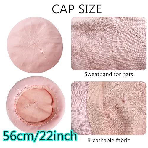 Summer French Beret Breathable Thin Beret Hat Solid Color Beanie for Women Lady - color: Light Pink
