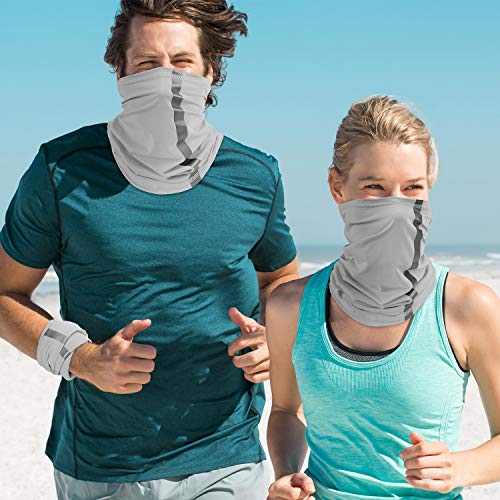 SATINIOR 4 Pcs Neck Gaiter Face Mask for Men, High Vis - color: Grey