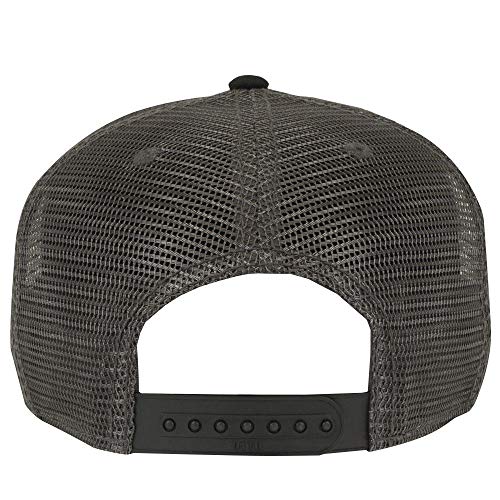 OTTO SNAP Hawaiian Pattern Square Flat Visor 6 Panel Pro Style Snapback Hat - color: Blk/Ch.gry/Ch.gry