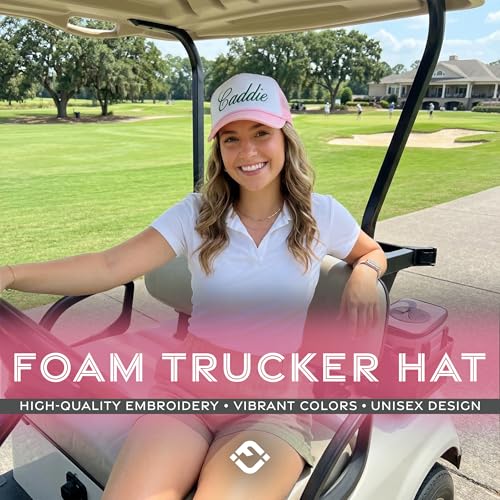Funky Junque Premium Mesh Snapback Trucker Hat - Stylish Comfort for All - Patriotic, Humor & More - color: Caddie - White/Light Pink