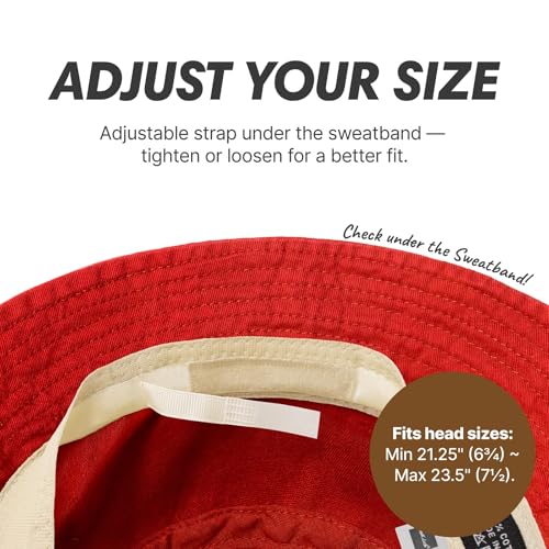 Hot Summer Bucket Hat - Trendy Cotton Sun Hat for Beach, Golf, Fishing - color: Red
