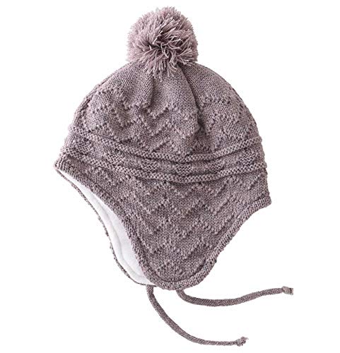 Connectyle Toddler Boys Girls Beanie Hat Fleece Lined Knit Kids Hat with Ear Flaps Warm Winter Hat Acrylic Watch Hat - color: Mauve, size: 1-3T