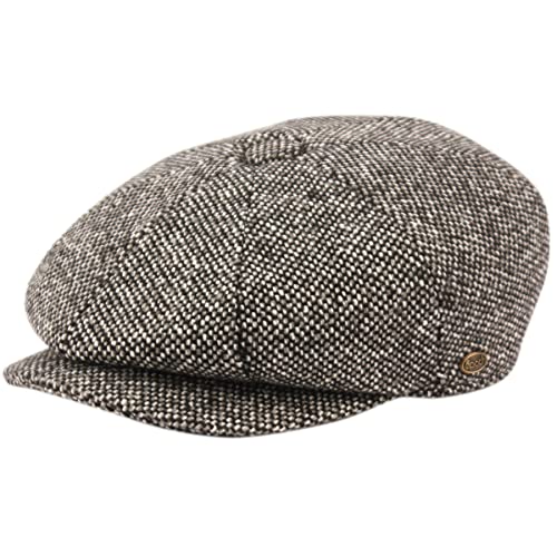 Men's Classic 8 Panel Wool Blend Newsboy Snap Brim Collection Hat - color: 2124-black, size: X-Large