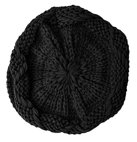 Lilax Knit Slouchy Oversized Soft Warm Winter Beanie Hat - color: Black