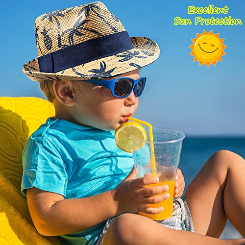 PEAK 2 PEAK Unisex Kids Straw Trilby Fedora Cap Felt Fedora Hat Short Brim Sunhat - color: Pineapple, size: 4-7 Years