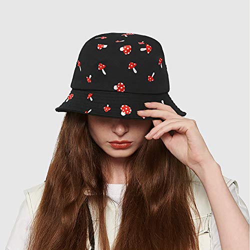 Unisex Bucket Hat Beach Sun Hat Aesthetic Fishing Hat for Men Women Teens, Reversible Double-Side-Wear - color: Mushroom