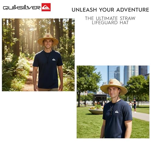Quiksilver Men's Wide Brim Outdoor Lifeguard Straw Sun Hat - color: Natural, size: Large-X-Large