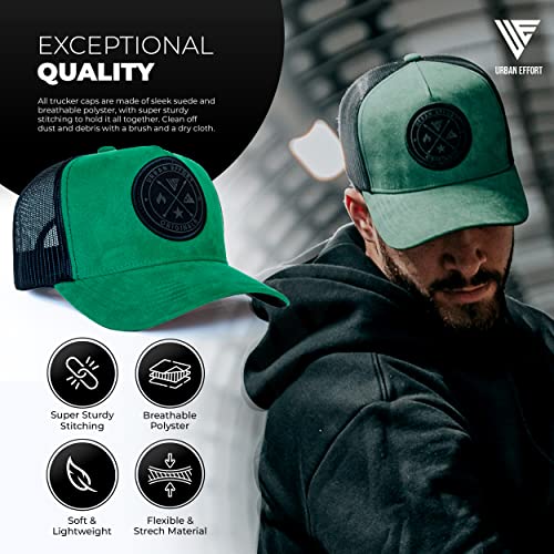 Urban Effort Trucker Hat for Men & Women, Mesh Back Baseball Cap, 5 Panel - color: Green, style: Mesh Back