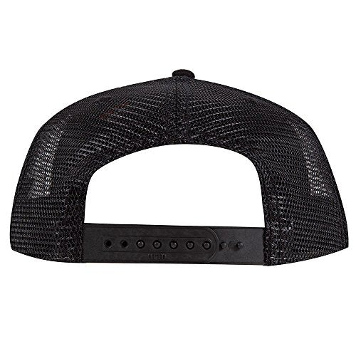 OTTO Cork Flat Visor SNAP 5 Panel Mesh Back Trucker Snapback Hat - color: Blk/Cork/Blk