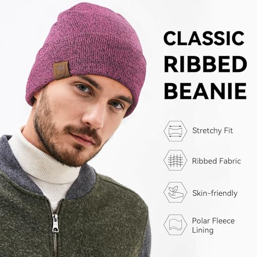OZERO Mens Winter Hat, Fleece Lined Cuffed Beanie for Men and Women - color: Purple