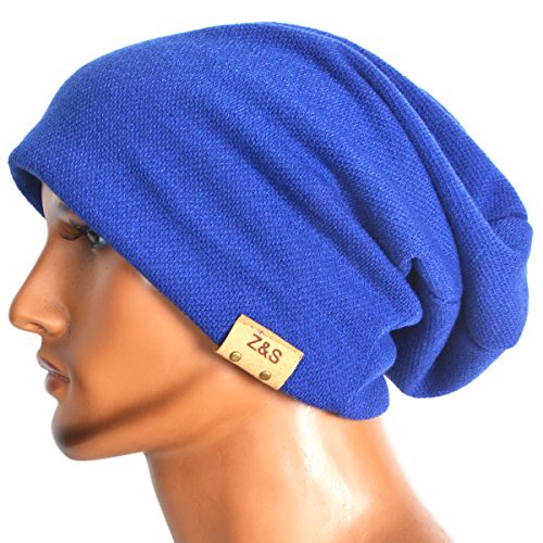 VECRY Men's Slouch Beanie Skull Cap Long Baggy Hip-Hop Winter Summer Hat - color: Blue