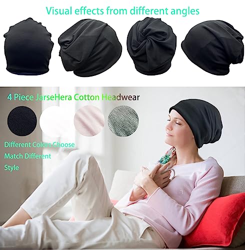 JarseHera Womens Slouchy Beanie Soft Chemo Headwear Breathable Cancer Caps - color: 4 Pair,campaign 27-solid C-1